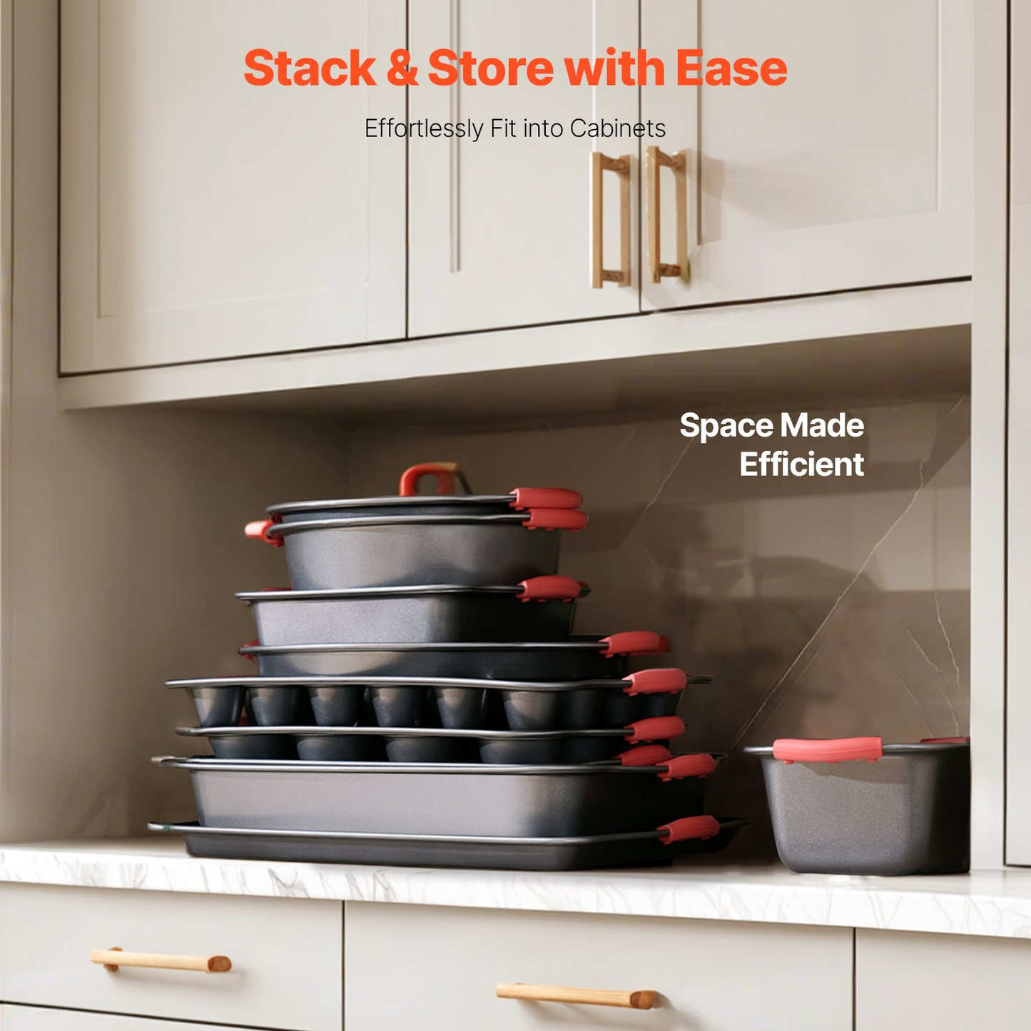 Baking Pan Set 10-Piece Nonstick Carbon Steel Bakeware Set with Silicone Handle