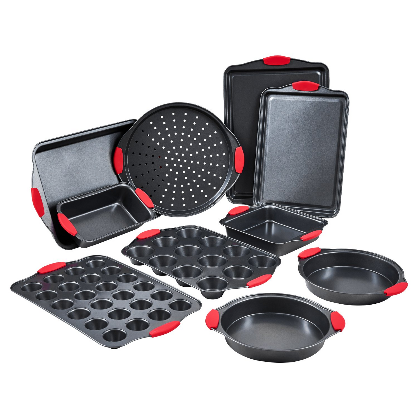 Baking Pan Set 10-Piece Nonstick Carbon Steel Bakeware Set with Silicone Handle