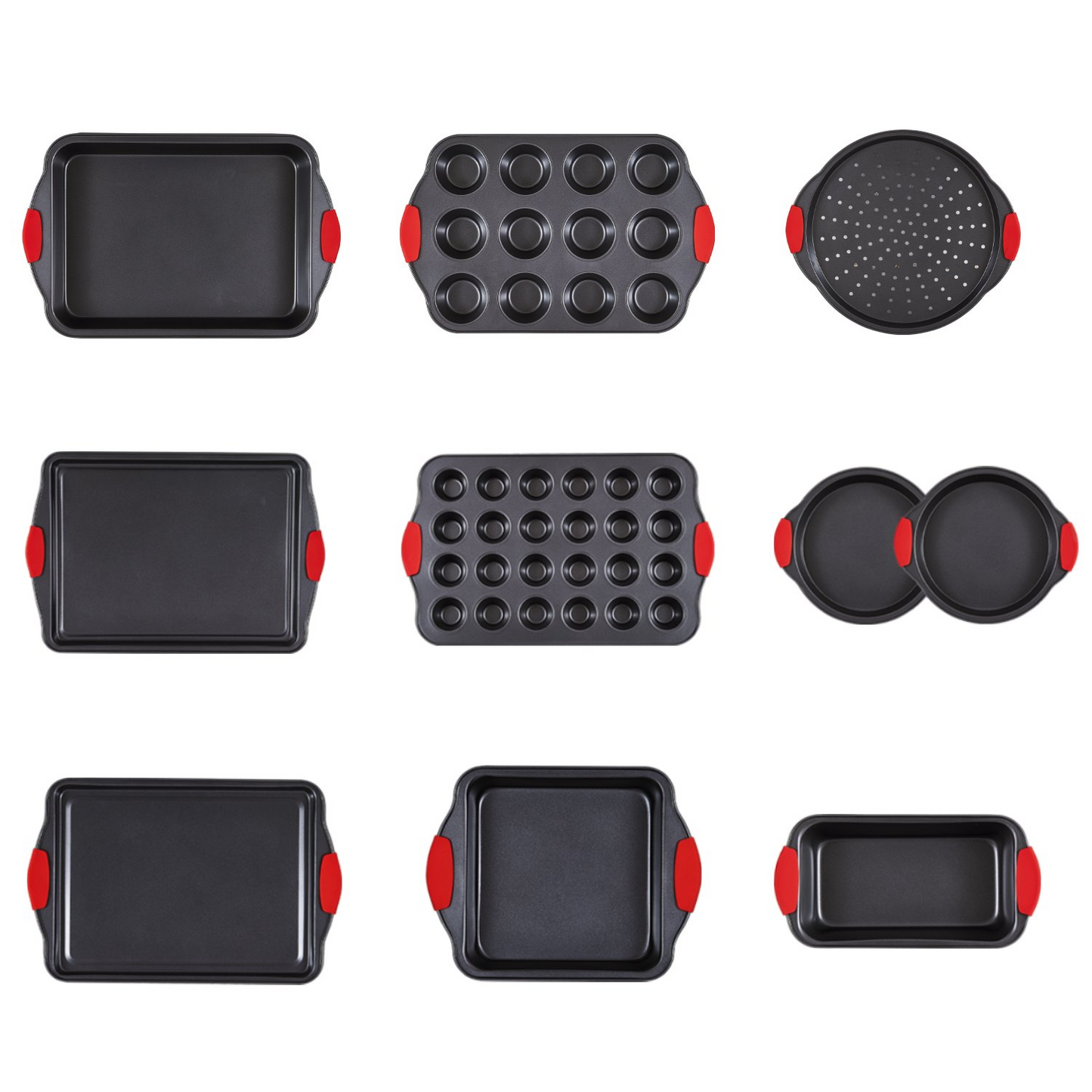 Baking Pan Set 10-Piece Nonstick Carbon Steel Bakeware Set with Silicone Handle