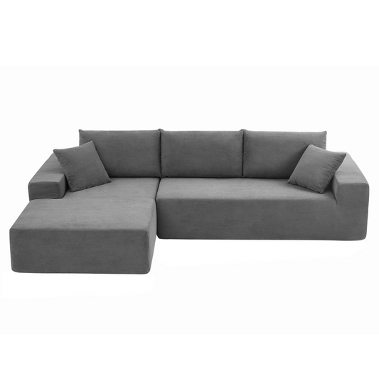 Sectional Couch  corduroy Covers 2 pcs L Shape Sectional Sofa Couches for Living Room, Bedroom, Salon, 2 PC Free Combination,
Grey.