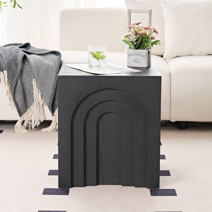 15.74'' Square Side Table Small Coffee Table Accent Table  Bedside Table for Living Room Bedroom,BLACK