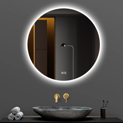 32'' LED Round Wall-Mounted Mirror, Anti-Fog, 3 Color Temperature Adjustable & Dimmable Light, Makeup Mirror for Bedroom & Bathroom, Smart Mirror for Modern Home Decor