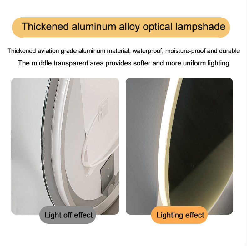 32'' LED Round Wall-Mounted Mirror, Anti-Fog, 3 Color Temperature Adjustable & Dimmable Light, Makeup Mirror for Bedroom & Bathroom, Smart Mirror for Modern Home Decor