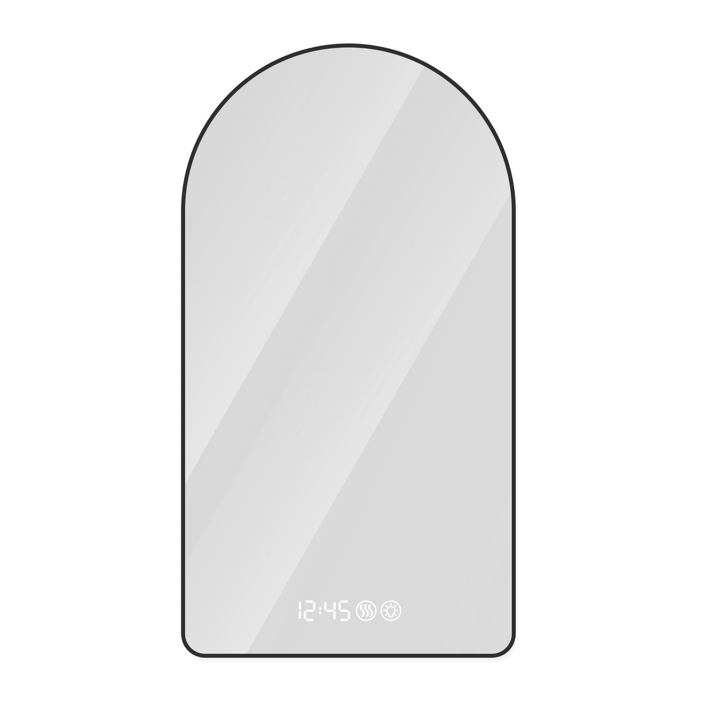 28"x48"Arched LED Mirror for Bathroom,Time and temperature display, Backlight, Anti-Fog, Dimmable, with Three Color Temperatures- Modern Vanity Light Mirror,  Perfect for over Sink,Black Frame