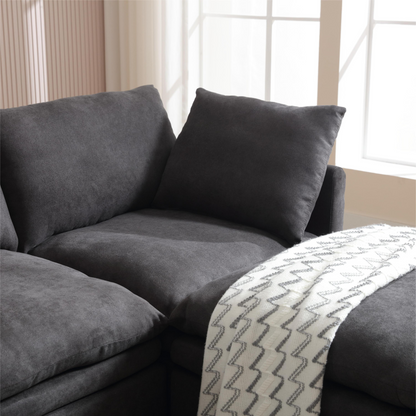 Modern U-shaped Sectional Sofa ,5-seat Upholstered  Sofa Furniture,Sleeper Sofa Couch with Chaise Lounge for Living Room,Apartment,Dark Gray,Polyester