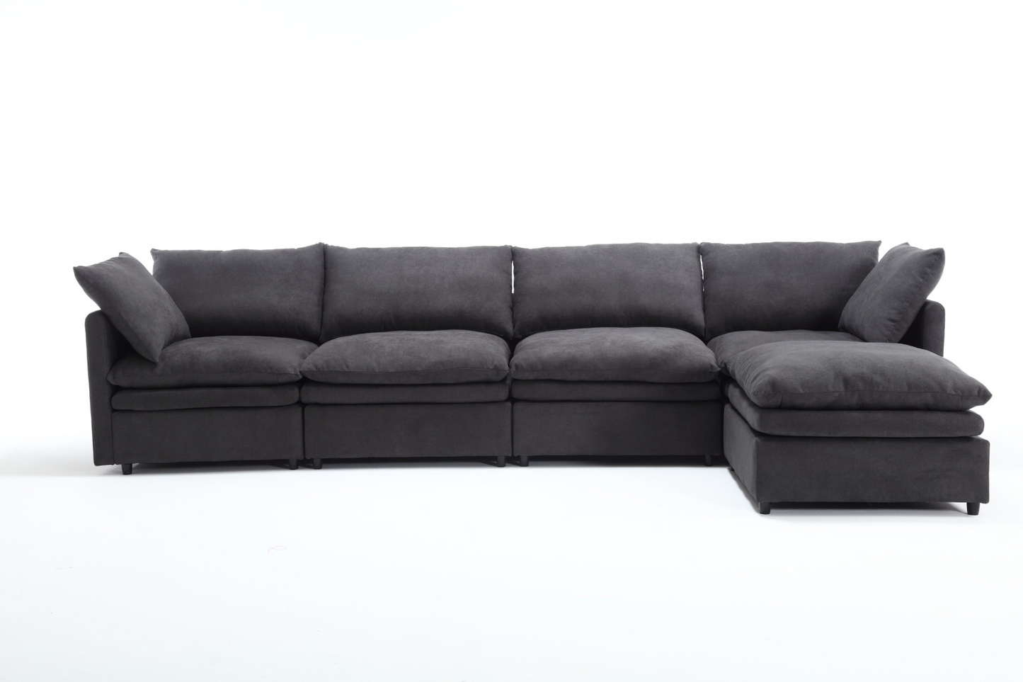 Modern U-shaped Sectional Sofa ,5-seat Upholstered  Sofa Furniture,Sleeper Sofa Couch with Chaise Lounge for Living Room,Apartment,Dark Gray,Polyester