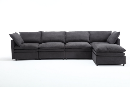Modern U-shaped Sectional Sofa ,5-seat Upholstered  Sofa Furniture,Sleeper Sofa Couch with Chaise Lounge for Living Room,Apartment,Dark Gray,Polyester