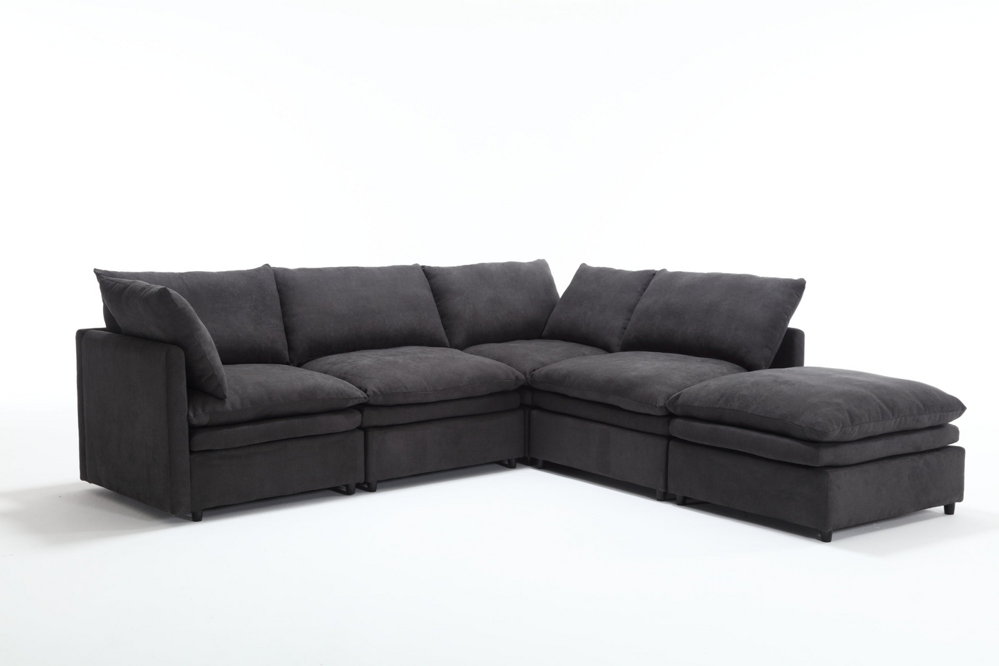 Modern U-shaped Sectional Sofa ,5-seat Upholstered  Sofa Furniture,Sleeper Sofa Couch with Chaise Lounge for Living Room,Apartment,Dark Gray,Polyester