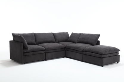 Modern U-shaped Sectional Sofa ,5-seat Upholstered  Sofa Furniture,Sleeper Sofa Couch with Chaise Lounge for Living Room,Apartment,Dark Gray,Polyester