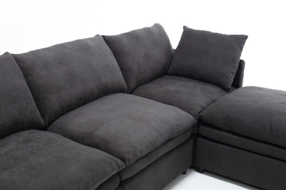 Modern U-shaped Sectional Sofa ,5-seat Upholstered  Sofa Furniture,Sleeper Sofa Couch with Chaise Lounge for Living Room,Apartment,Dark Gray,Polyester