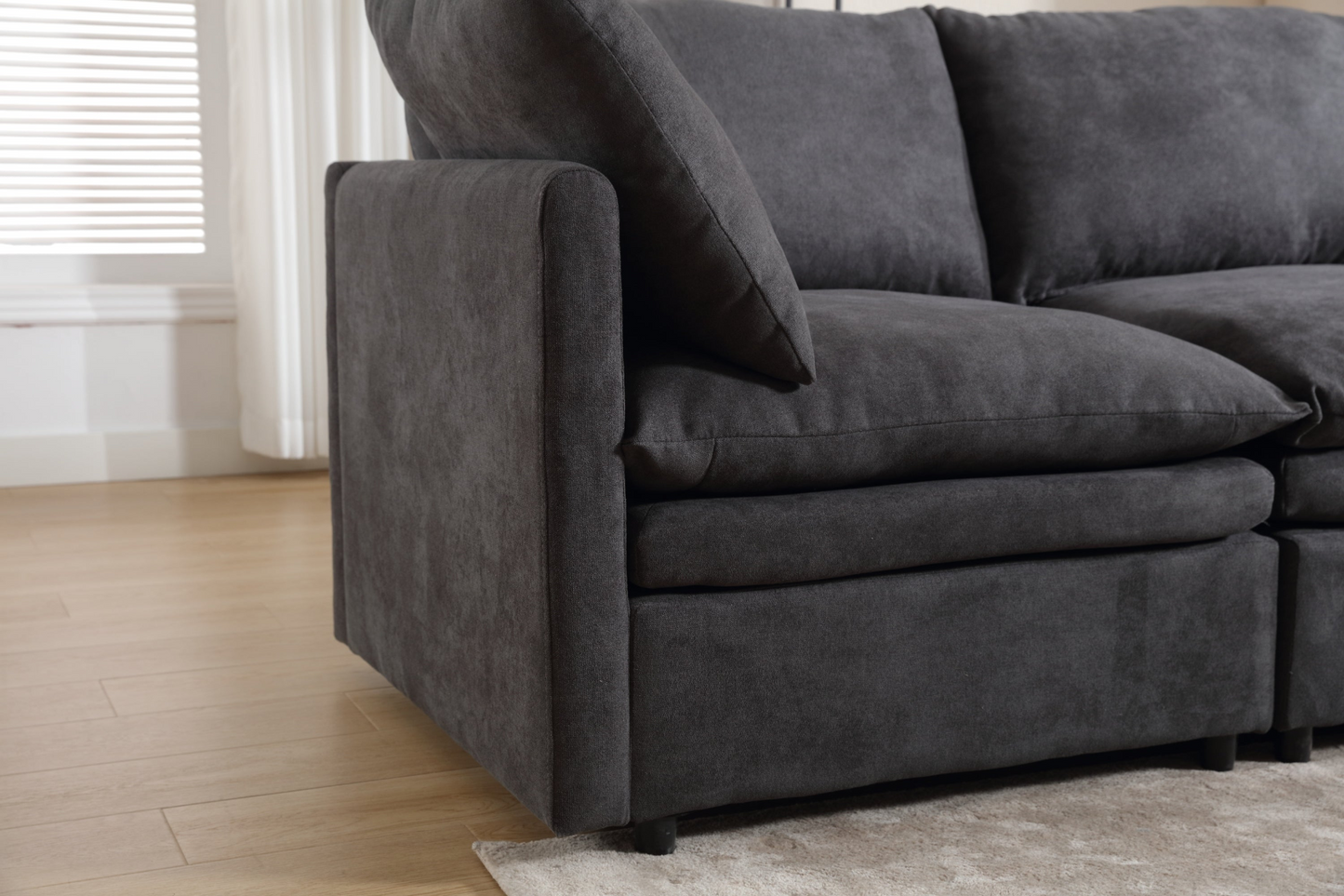 Modern U-shaped Sectional Sofa ,5-seat Upholstered  Sofa Furniture,Sleeper Sofa Couch with Chaise Lounge for Living Room,Apartment,Dark Gray,Polyester