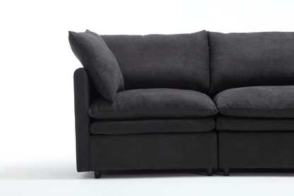 Modern U-shaped Sectional Sofa ,5-seat Upholstered  Sofa Furniture,Sleeper Sofa Couch with Chaise Lounge for Living Room,Apartment,Dark Gray,Polyester