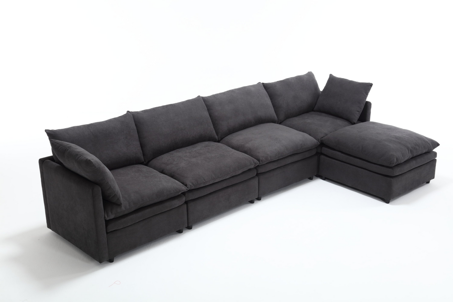 Modern U-shaped Sectional Sofa ,5-seat Upholstered  Sofa Furniture,Sleeper Sofa Couch with Chaise Lounge for Living Room,Apartment,Dark Gray,Polyester