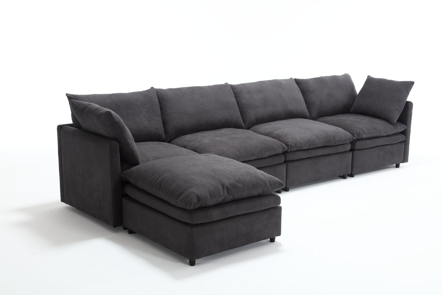Modern U-shaped Sectional Sofa ,5-seat Upholstered  Sofa Furniture,Sleeper Sofa Couch with Chaise Lounge for Living Room,Apartment,Dark Gray,Polyester