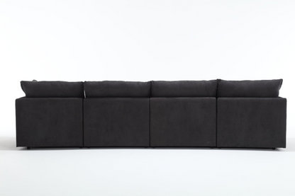 Modern U-shaped Sectional Sofa ,5-seat Upholstered  Sofa Furniture,Sleeper Sofa Couch with Chaise Lounge for Living Room,Apartment,Dark Gray,Polyester