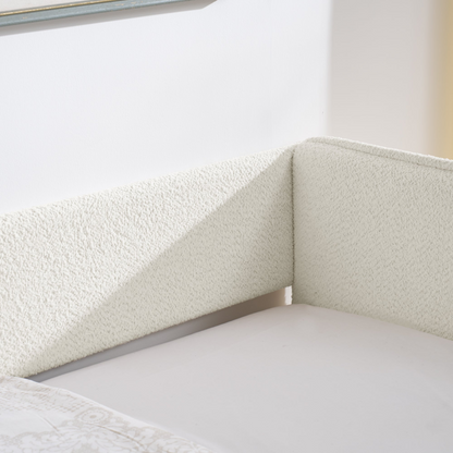 Daybed with Trundle Upholstered Tufted Sofa Bed, Twin Size, Boucle Fabric, Beige (83"x43"x29.5")