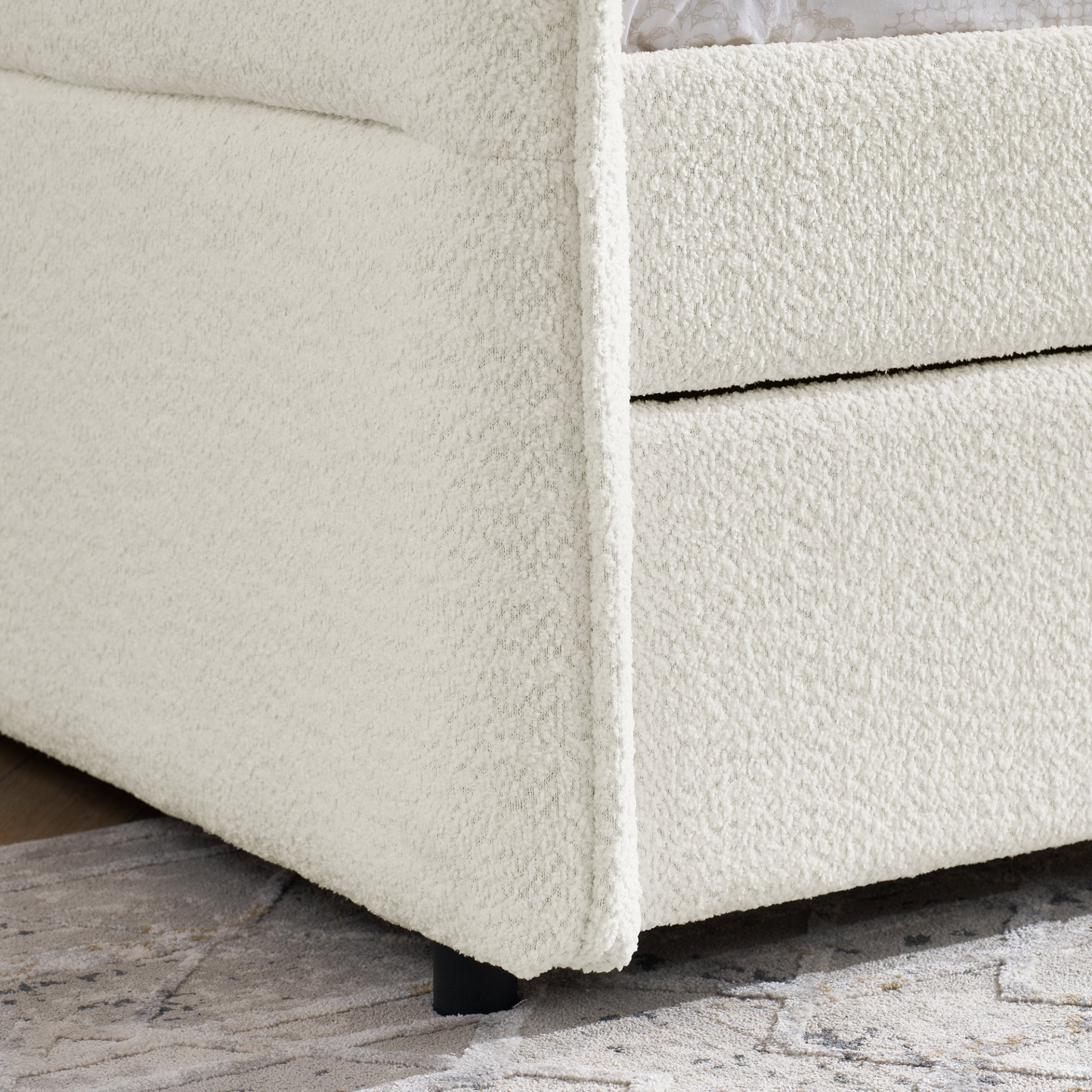 Daybed with Trundle Upholstered Tufted Sofa Bed, Twin Size, Boucle Fabric, Beige (83"x43"x29.5")