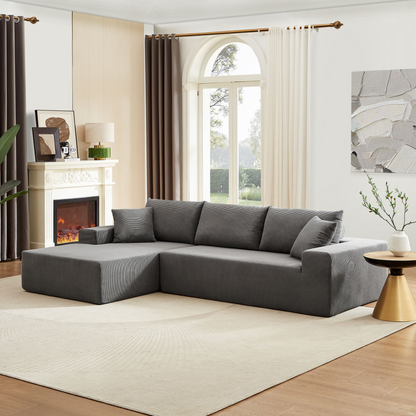 Sectional Couch  corduroy Covers 2 pcs L Shape Sectional Sofa Couches for Living Room, Bedroom, Salon, 2 PC Free Combination,
Grey.