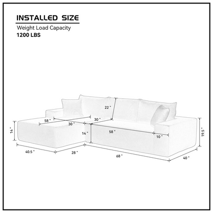Sectional Couch  corduroy Covers 2 pcs L Shape Sectional Sofa Couches for Living Room, Bedroom, Salon, 2 PC Free Combination,
Grey.