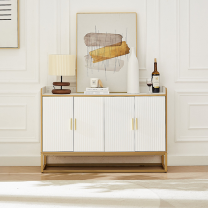 Modern Kitchen Buffet Storage Cabinet Cupboard White Gloss with Metal Legs for living room Kitchen