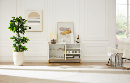 Modern Kitchen Buffet Storage Cabinet Cupboard White Gloss with Metal Legs for living room Kitchen