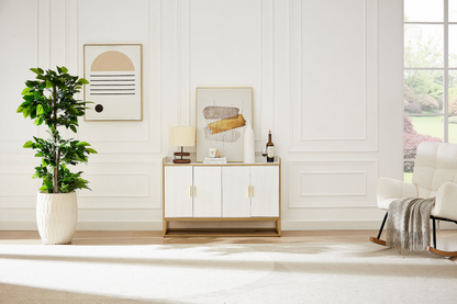 Modern Kitchen Buffet Storage Cabinet Cupboard White Gloss with Metal Legs for living room Kitchen