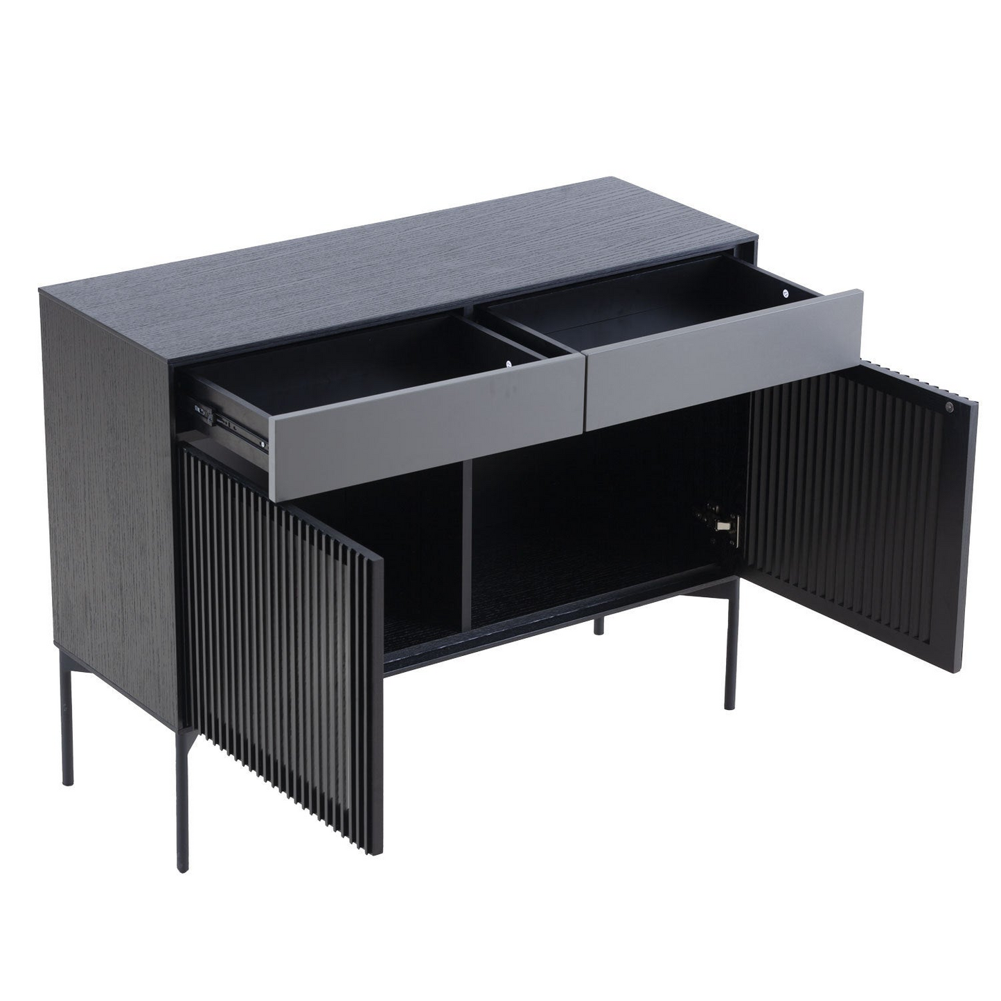 Mid Century Sideboard Cabinet Buffet Table Kitchen Storage Cabinet Coffee Bar Cabinet with 2 Drawers and Doors for Home Kitchen, Dining Room, Livingroom