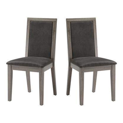 Dining Chairs Set of 2 Wood Dining Room Chair with MDF + sponge Back, Kitchen Room Chair Side Chair, Light grey Base with Grey Cushion