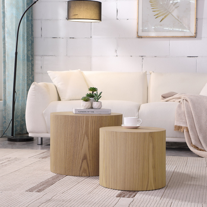 MDF side table/coffee table/end table/nesting table set of 2 with oak veneer for living room,office,bedroom