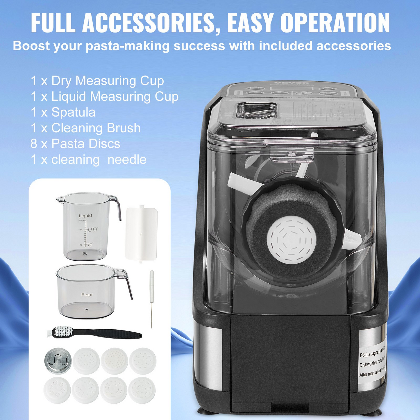 Automatic Electric Pasta Maker - 8 Pasta Shapes, High Capacity, User-Friendly, Easy Cleaning