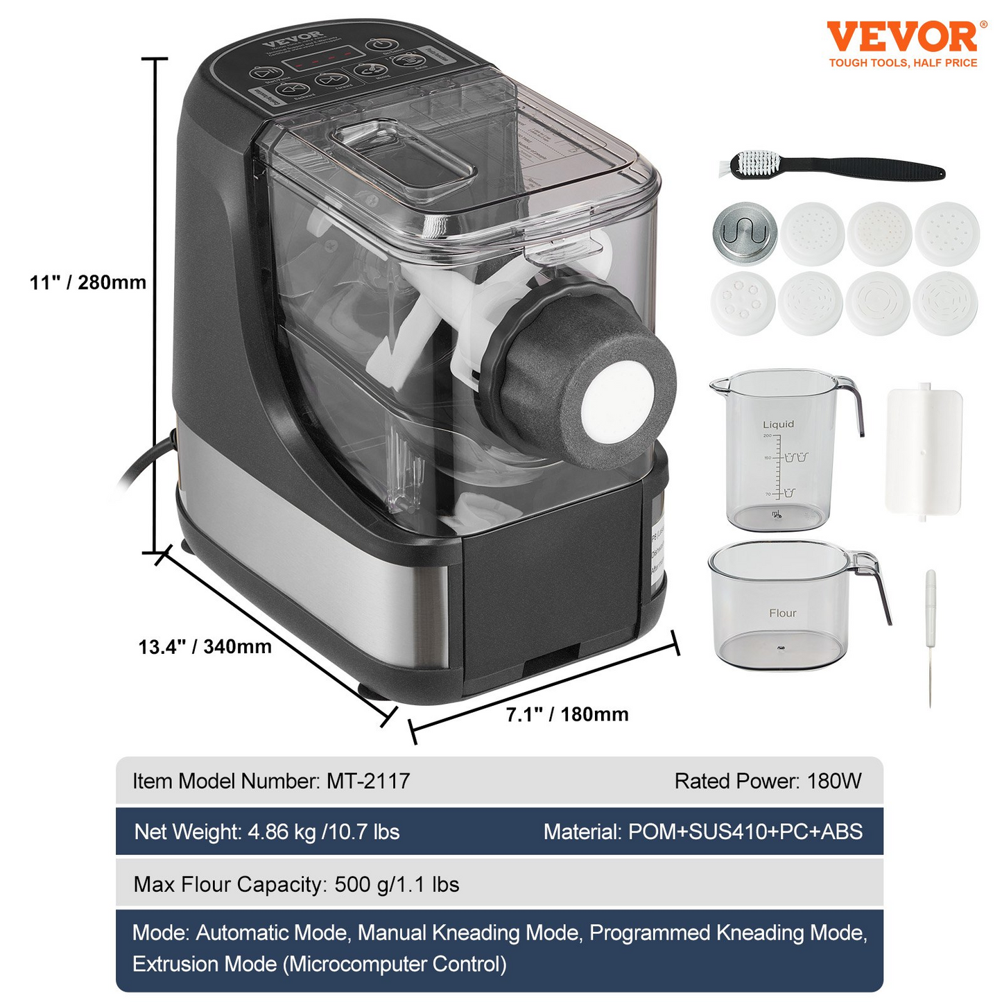 Automatic Electric Pasta Maker - 8 Pasta Shapes, High Capacity, User-Friendly, Easy Cleaning