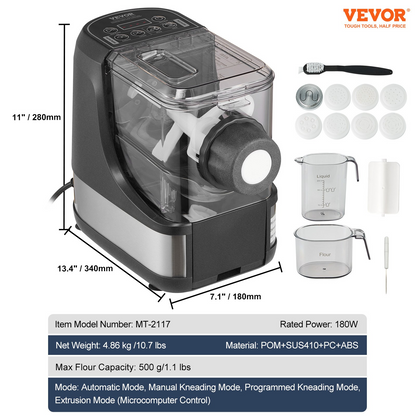 Automatic Electric Pasta Maker - 8 Pasta Shapes, High Capacity, User-Friendly, Easy Cleaning