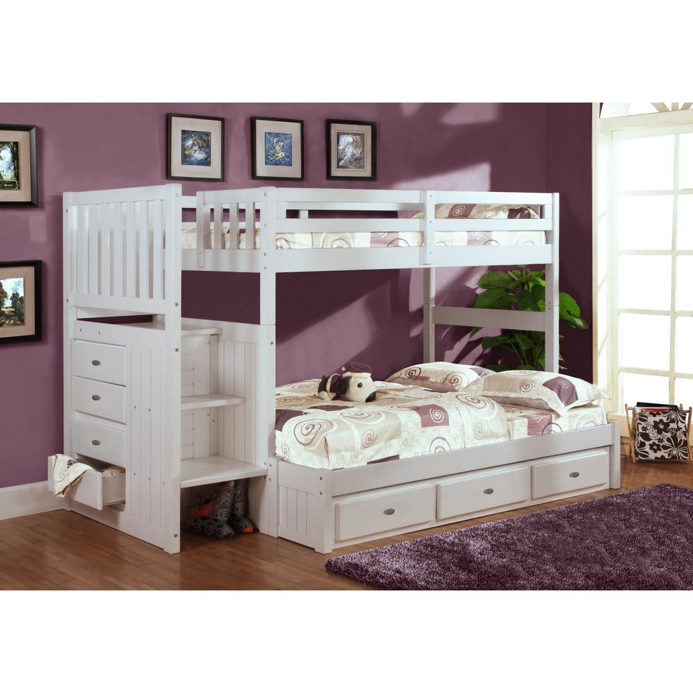 Mission Staircase Twin over Full Bunk Bed with Seven Drawers