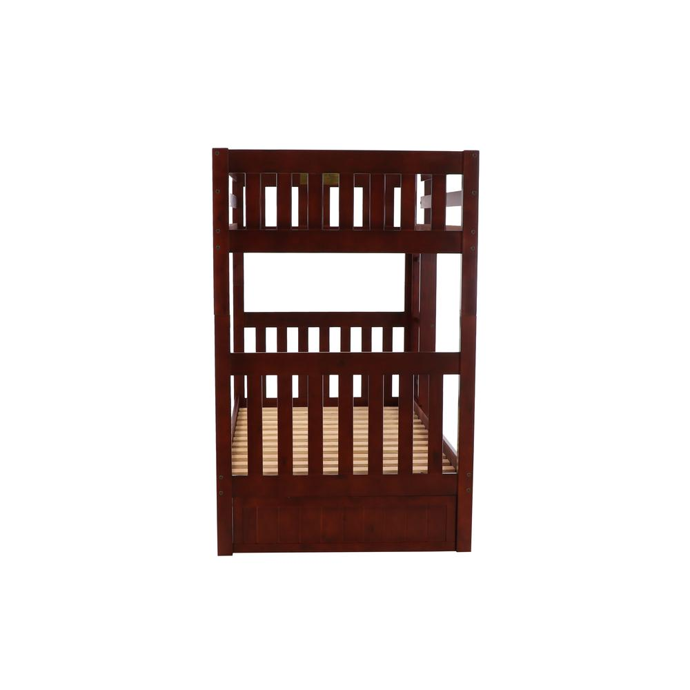 Mission Twin over Twin Bunk Bed with Roll Out Twin Trundle Bed